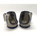 Pair Pottery Candlestick Holders with Handle Mug Shaped Blue Floral 4.5