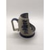 Pair Pottery Candlestick Holders with Handle Mug Shaped Blue Floral 4.5
