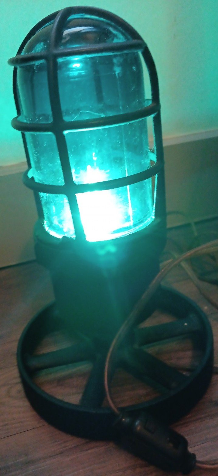 Vintage Crouse-Hinds Blue light plug in lamp black metal