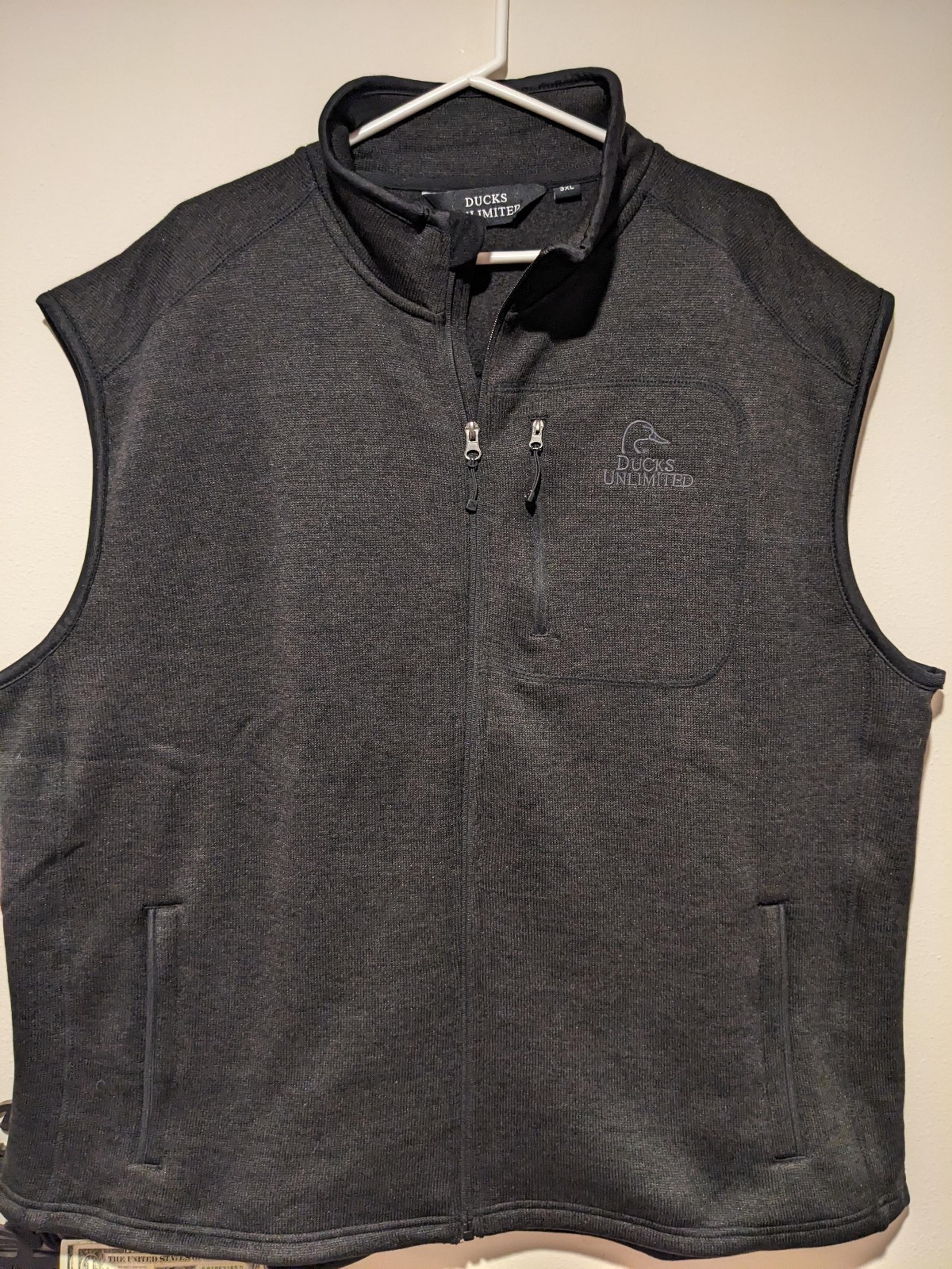 Ducks Unlimited Fleece Vest Men's 3XL Black Full Zip Sleeveless Zip Pockets