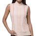 WHBM Pale Pink Sleeveless Embellished Cable Knit Mock Neck Sweater