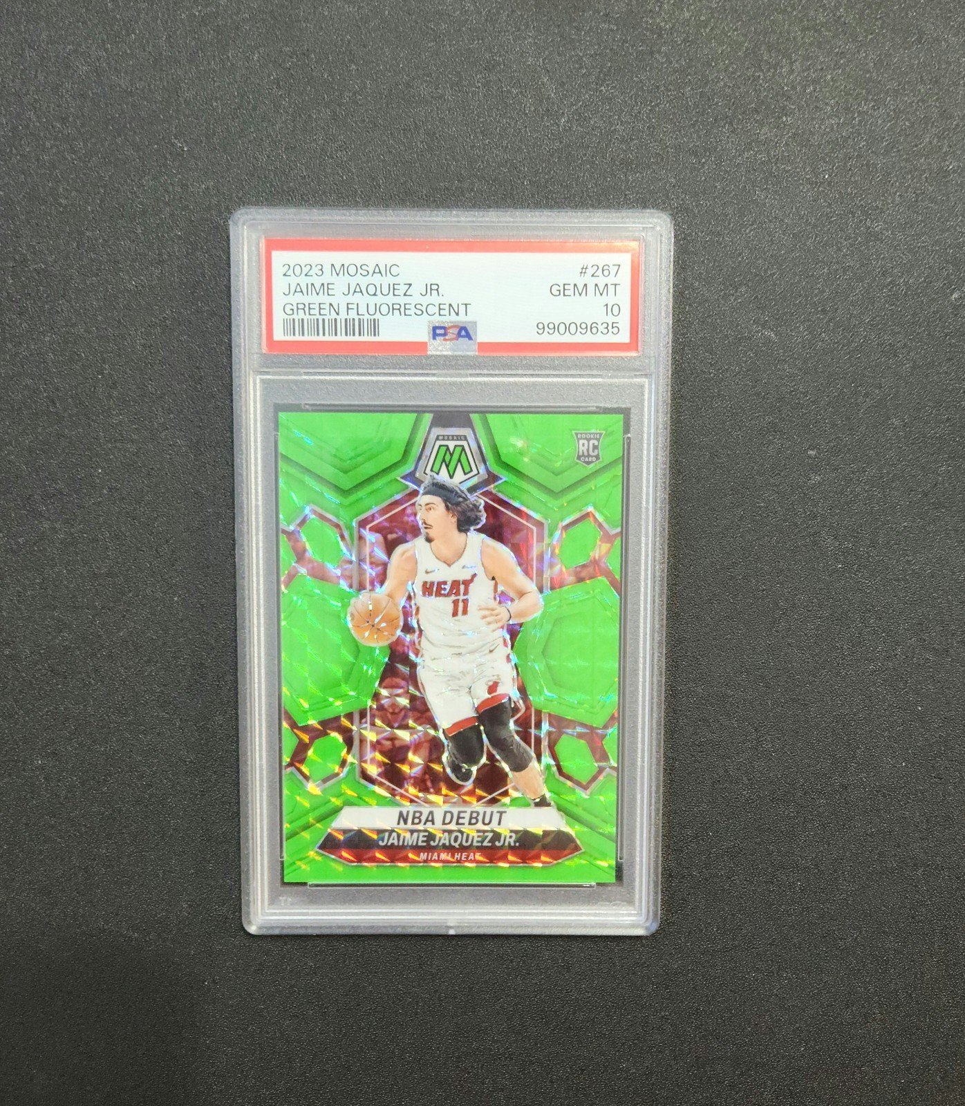 PSA 10 Gem Mint 2023 Mosaic Jaime Jaquez JR. RC Card Green Flourescent SSP /10