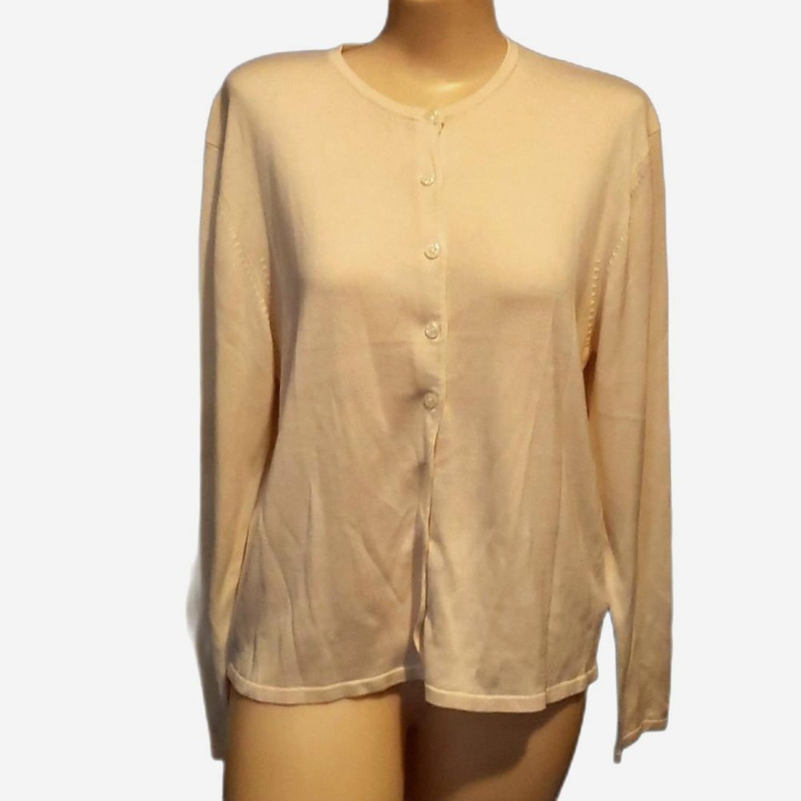 Jones New York 100% Silk Cardigan in Cream sz L