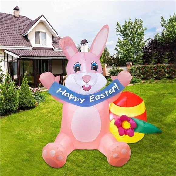 5 FT Easter Bunny Inflatable Outdoor Decorations, Holiday Blow up Inflatables