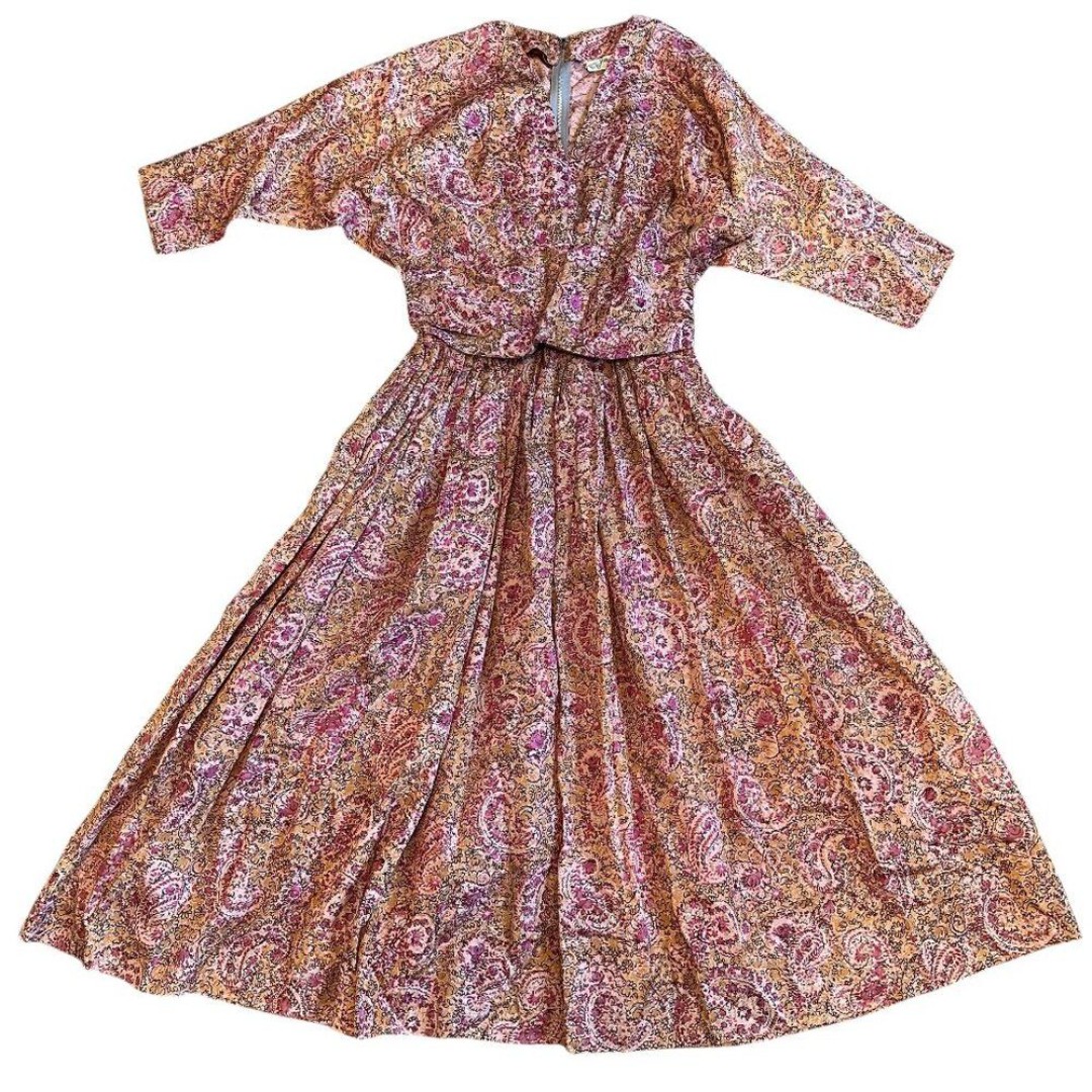 Jerry Gilden Spectator Floral Print Vintage Retro Dress 1950s Size Small Women's