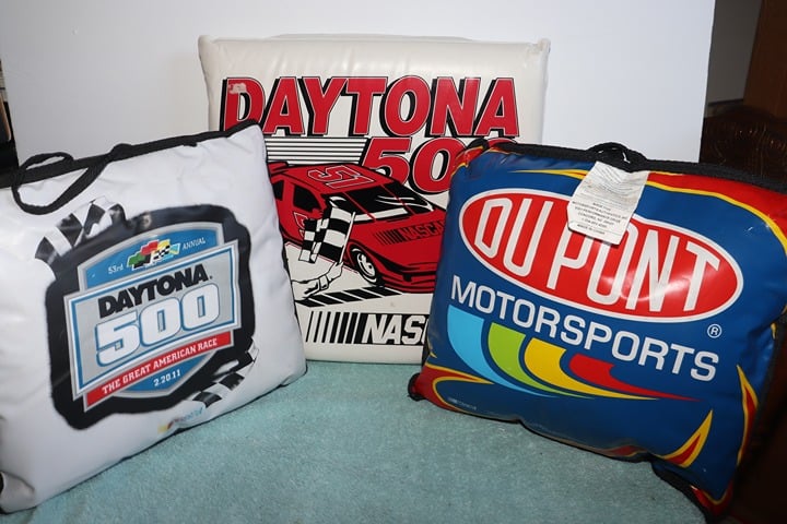 LOT OF 3 NASCAR Vinyl Seat Cushions/Pillows
