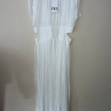 Zara NWT White Cut Out Long Maxi Dress Pleased Flowy Women’s Size XS