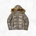 FRED PERRY Grey Down Jacket with Removable Fur, Size M