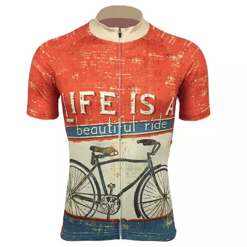 Coolmax Life Is A Beautiful Ride Cycling Jersey Shirt XL Short Sleeve Zip Up NWT