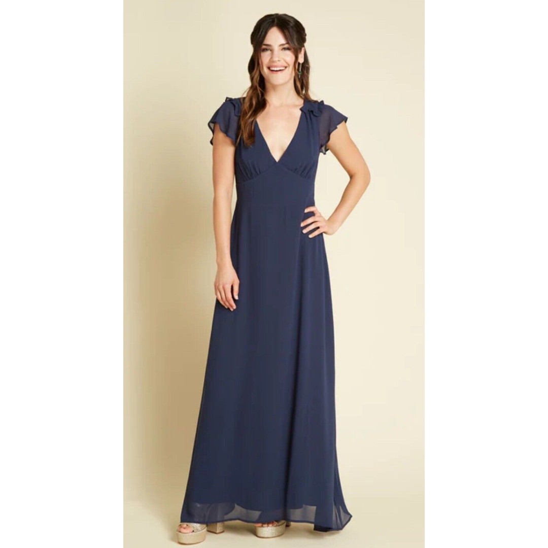 Modcloth You're Flowing Places Dark Blue Maxi Dress Size 2 NWT!!!