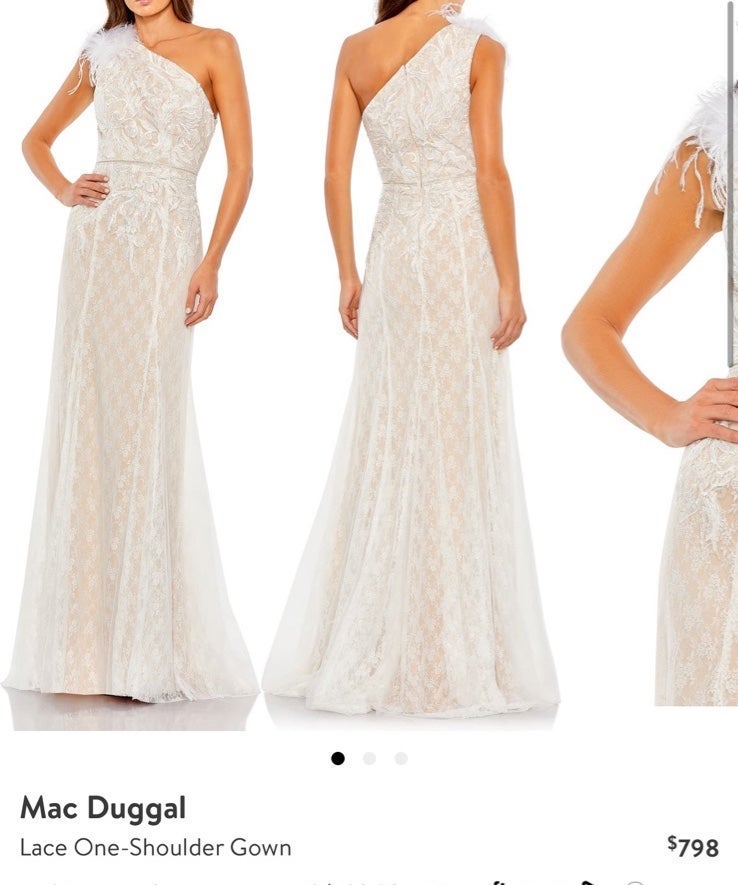 Mac Duggal One Shoulder Lace Wedding Gown