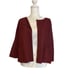 Eileen Fisher Maroon Cherry Open Front 3/4 Sleeve Wool Knit Cardigan Size Small