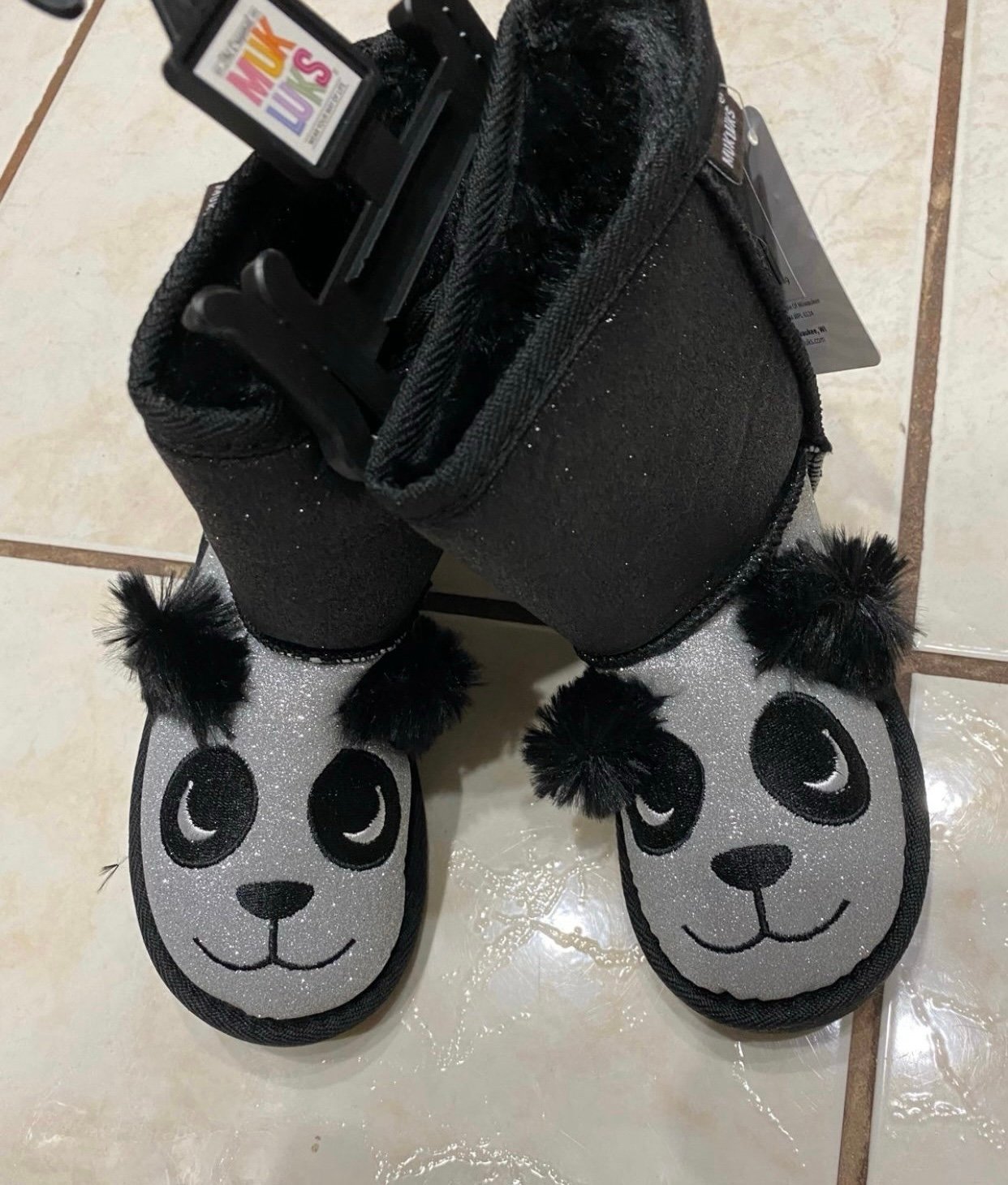 New girls Muk Luks Sz 13 panda Sherpa boots