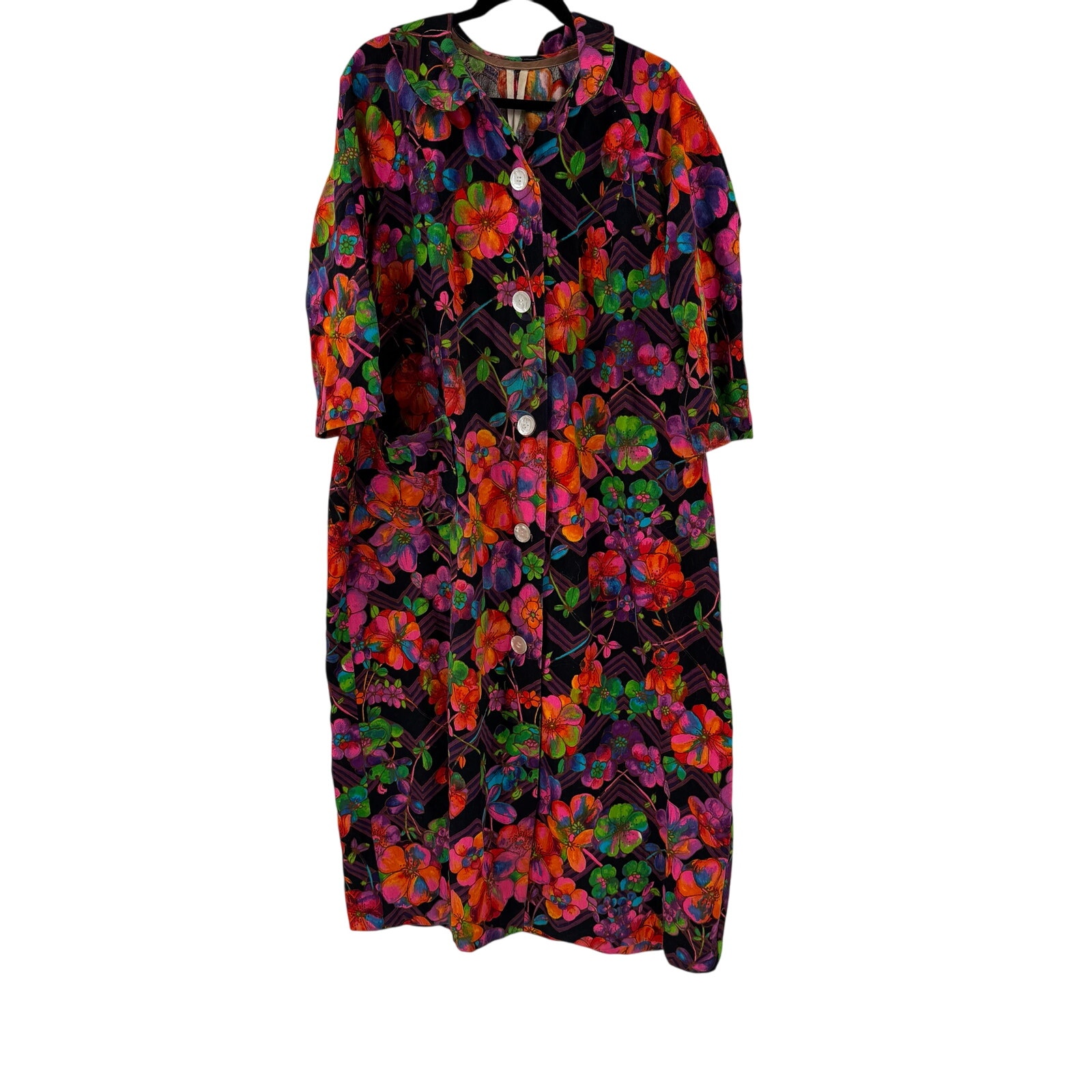 Vintage rainbow Floral long house coat