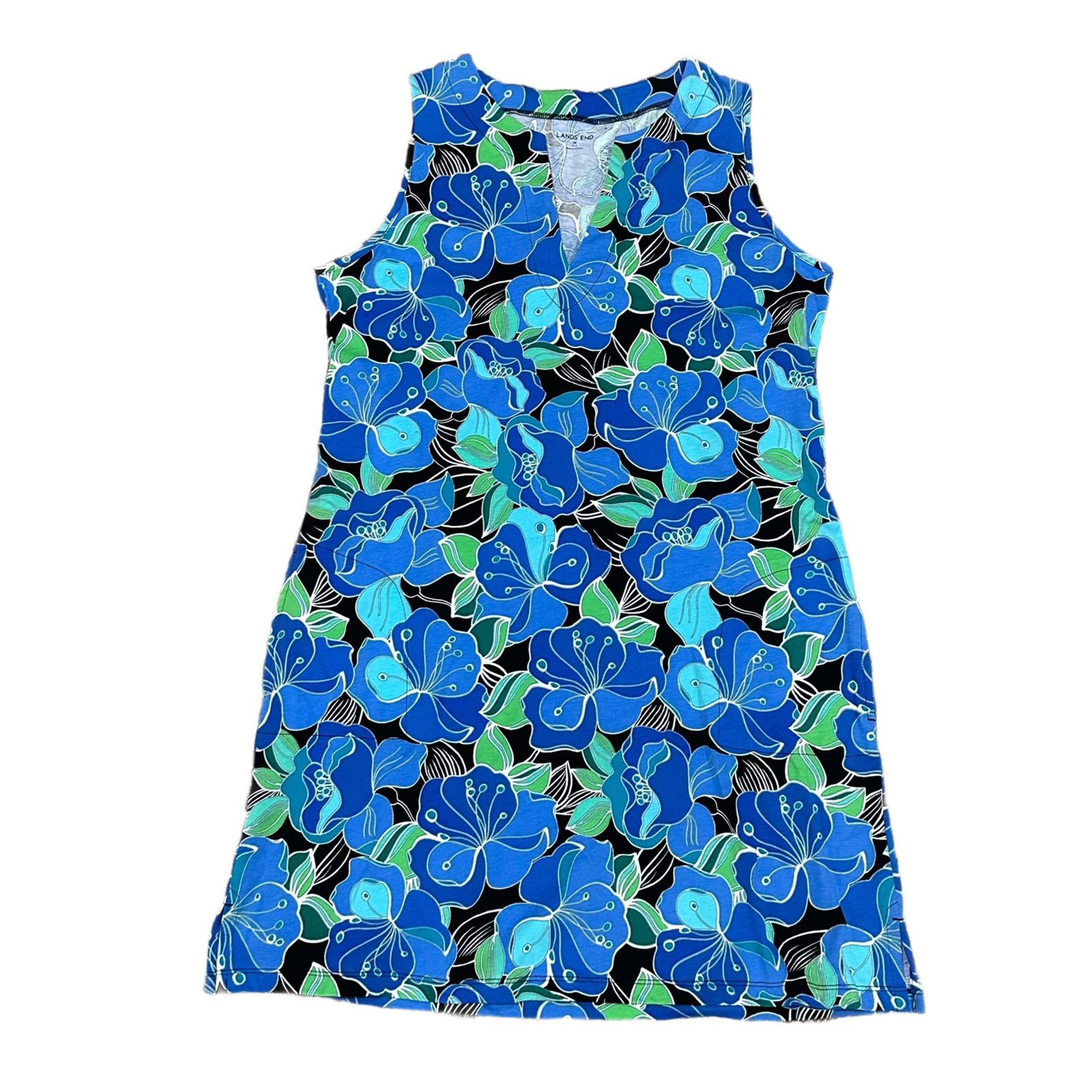 Lands' End Sleeveless Dress Tropical Floral Dress Sz Medium 10-12 Women's EUC