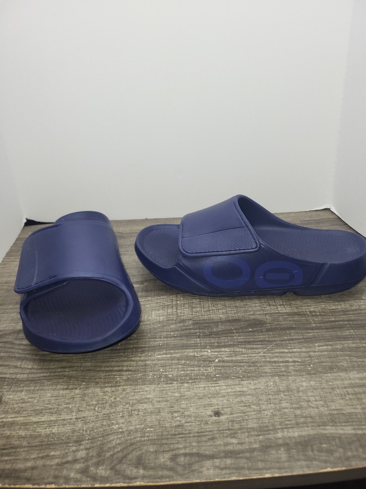 OOFOS OOahh Sport Flex Slide M 8 W 10 Recovery Blue Sandals Adjustable