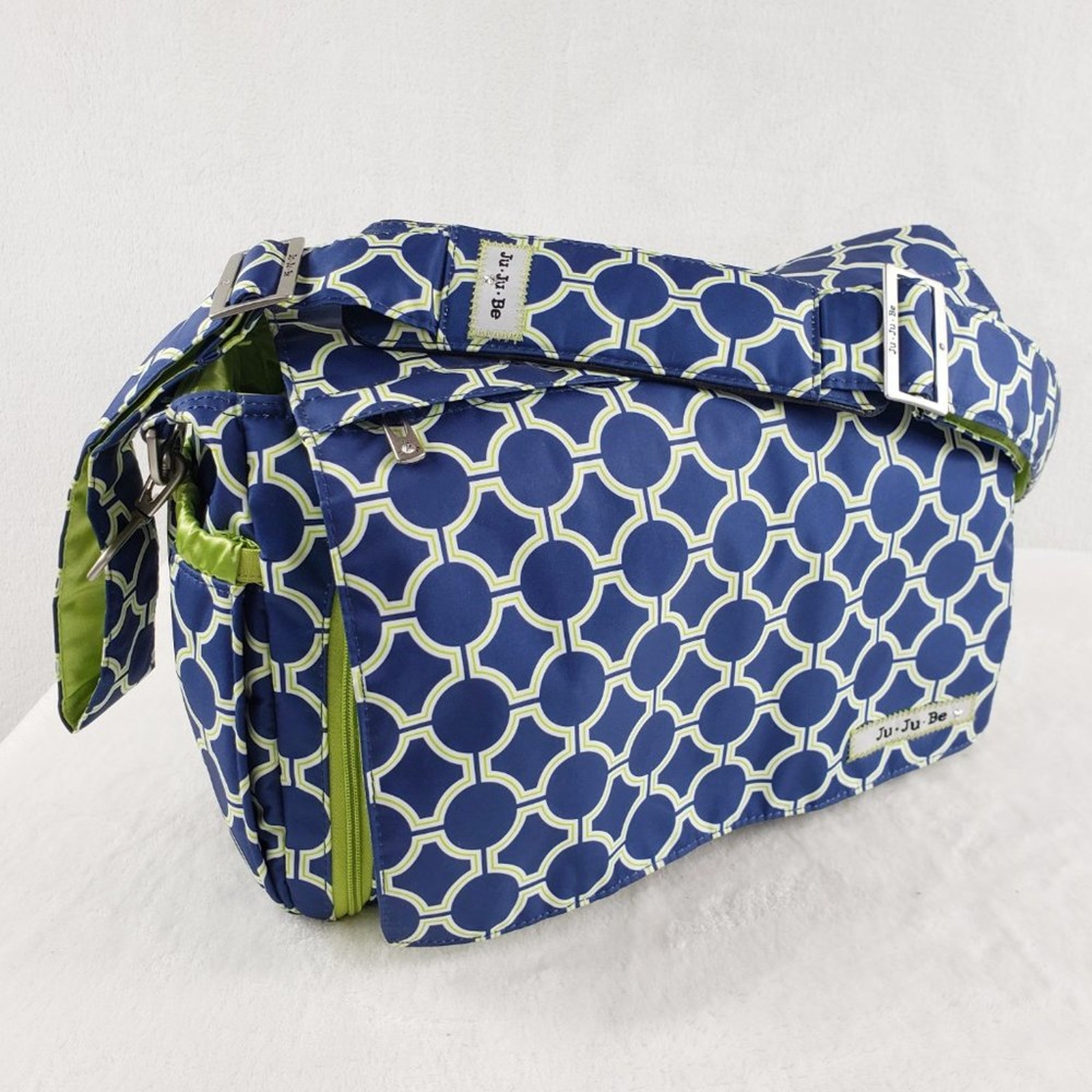 Ju-Ju-Be Diaper Bag Better Be in Royal Envy Blue White Multi Pocket Adjustable