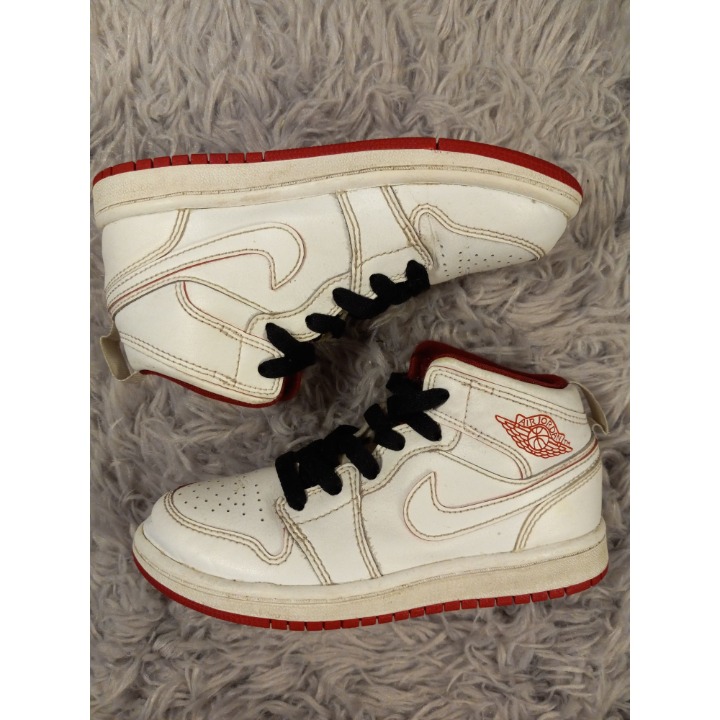Air Jordan 1 retro mid BG white gym red youth shoes size 12c