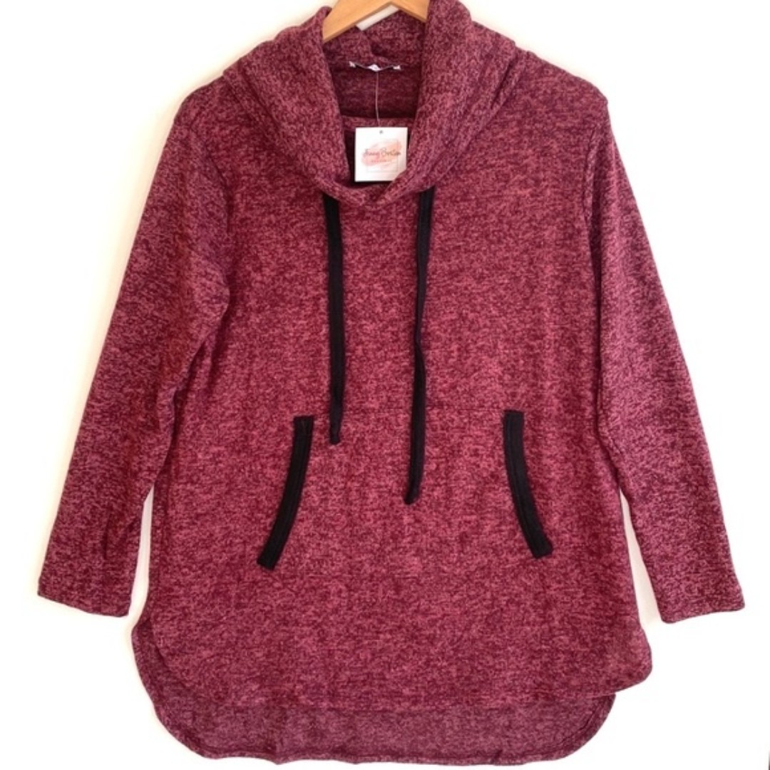 (B4) Jenny Boston Boutique Long-sleeve Cowlneck Sweatshirt, NWT, Size Medium