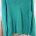 Vintage LL Bean Mens Sweater Large Wool Shetland Green V-Neck Cardigan Pullover