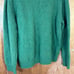 Vintage LL Bean Mens Sweater Large Wool Shetland Green V-Neck Cardigan Pullover