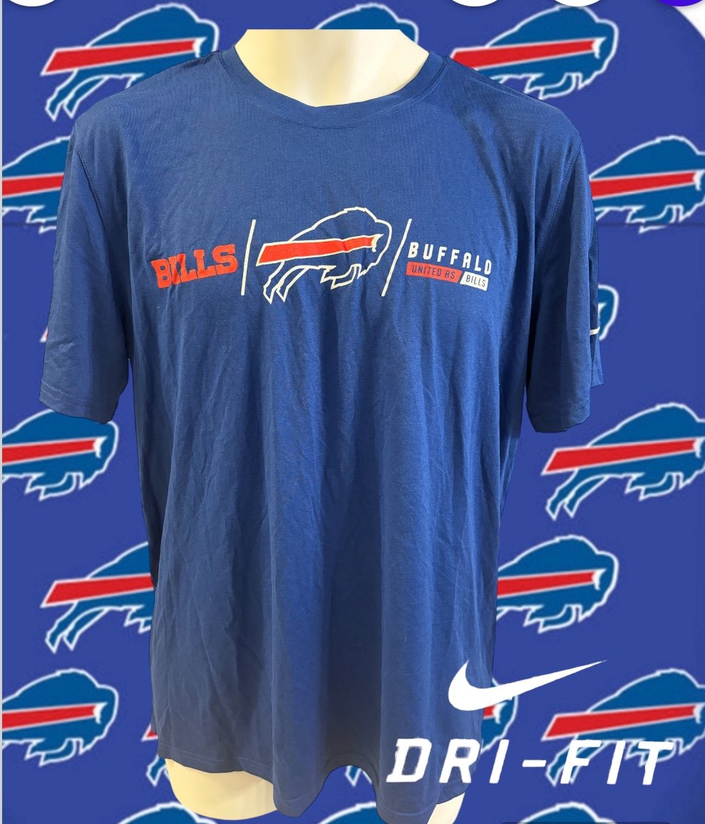 Buffalo Bills Mafia NFL Nike Dri-Fit Men’s Large L Polyester Wick Blue Shirt NWT