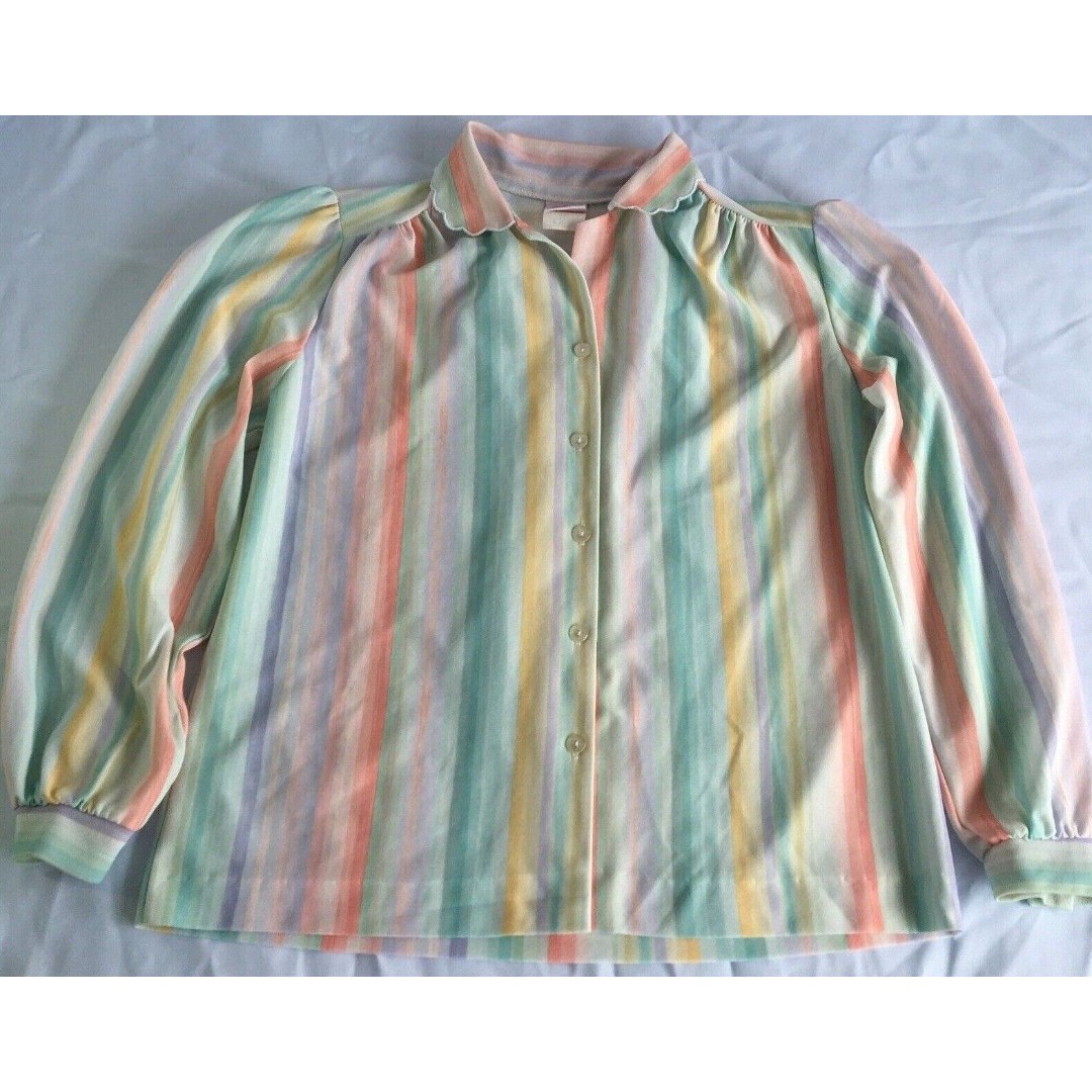 VINTAGE Graff Californiawear Womens Shirt Sz 8 Pastel Grandmacore Barbie 1970s VINTAGE Graff Californiawear Womens Shirt Sz 8 Pastel Grandmacore Barbie 1970s