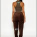 Boys lie “only time will tell” brown velour velvet graphic jogger sweat pants M