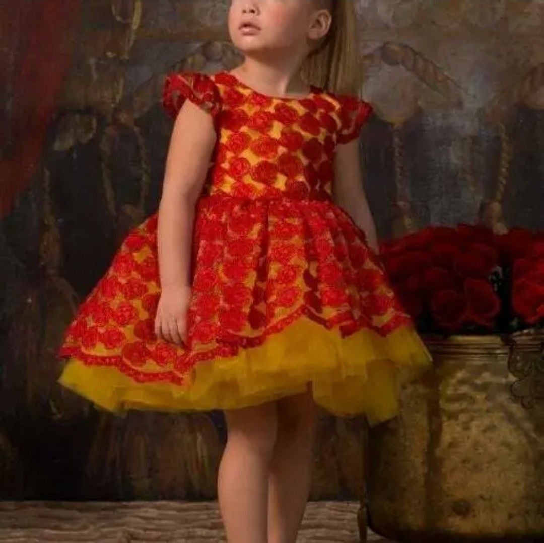 Tutu Couture Disney Princess Belle Enchanted Rose Embroidered Laced Dress