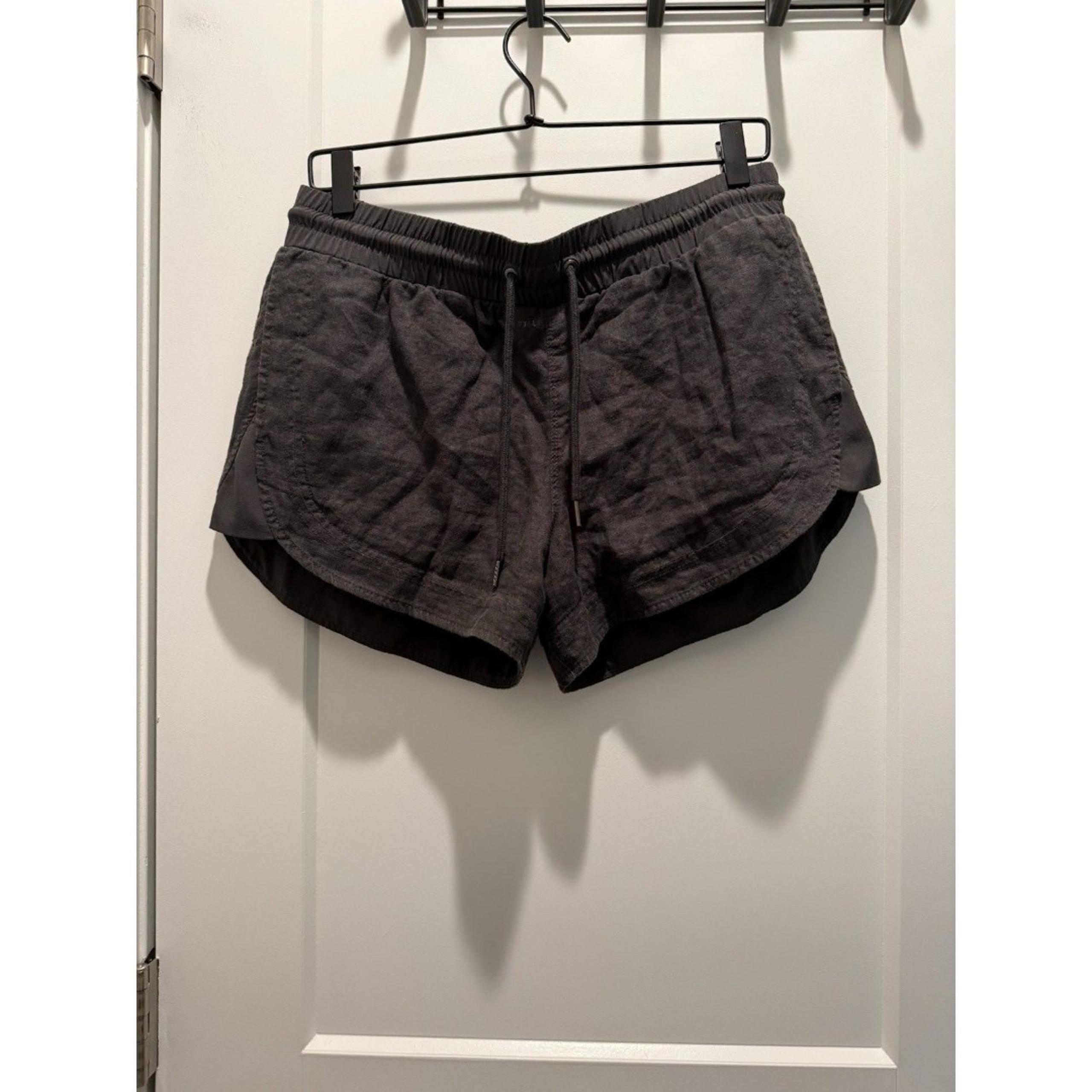 Athleta Size 8 Shorts Beachside Bali Linen Black Drawstring Pull On Women's