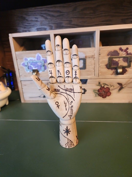 Wooden Palm Reading Hand with Guide Book | Palmistry Hand