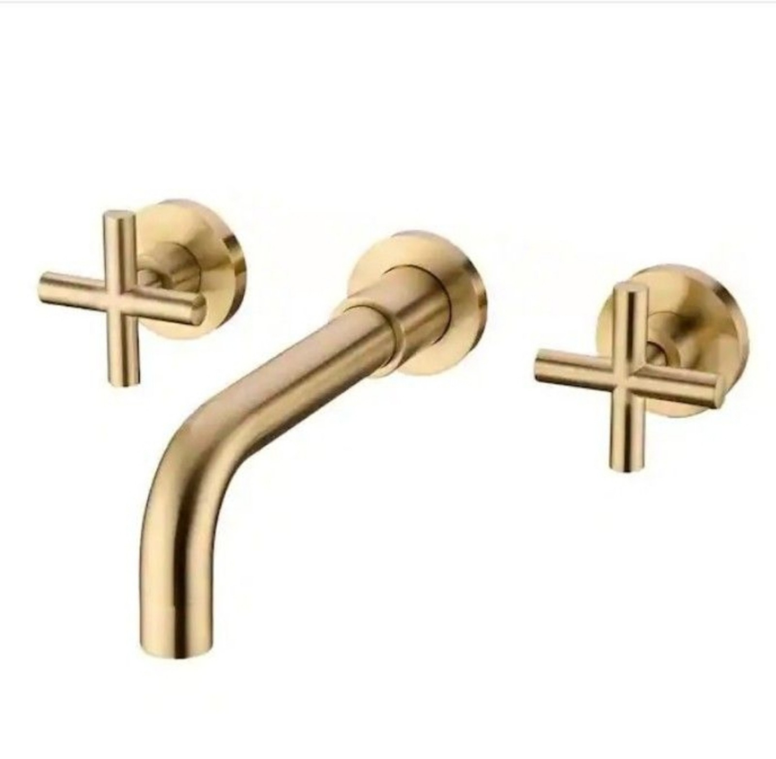 Tahanbath, Double Handle Wall Mount Bathroom Faucet in Brushed Gold. New,
