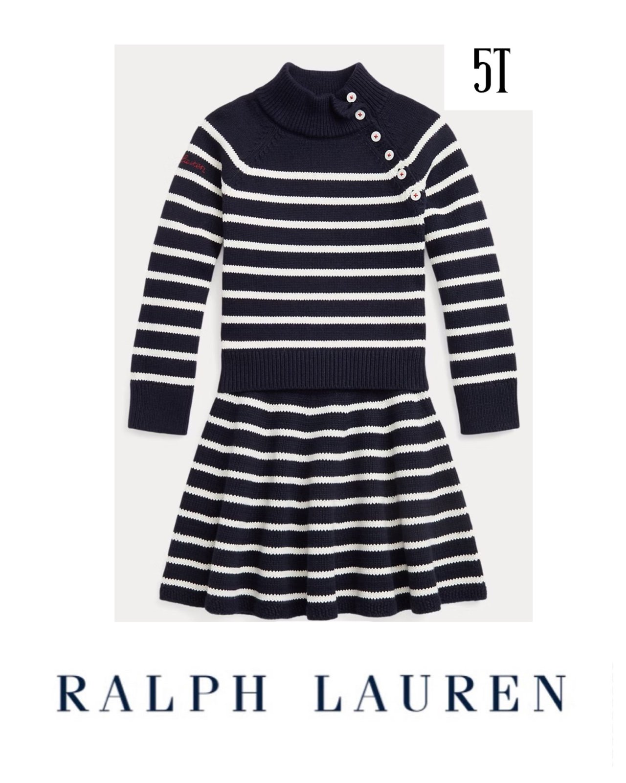 Polo Ralph Lauren sz 5 Striped Cotton Jumper & Skirt Set