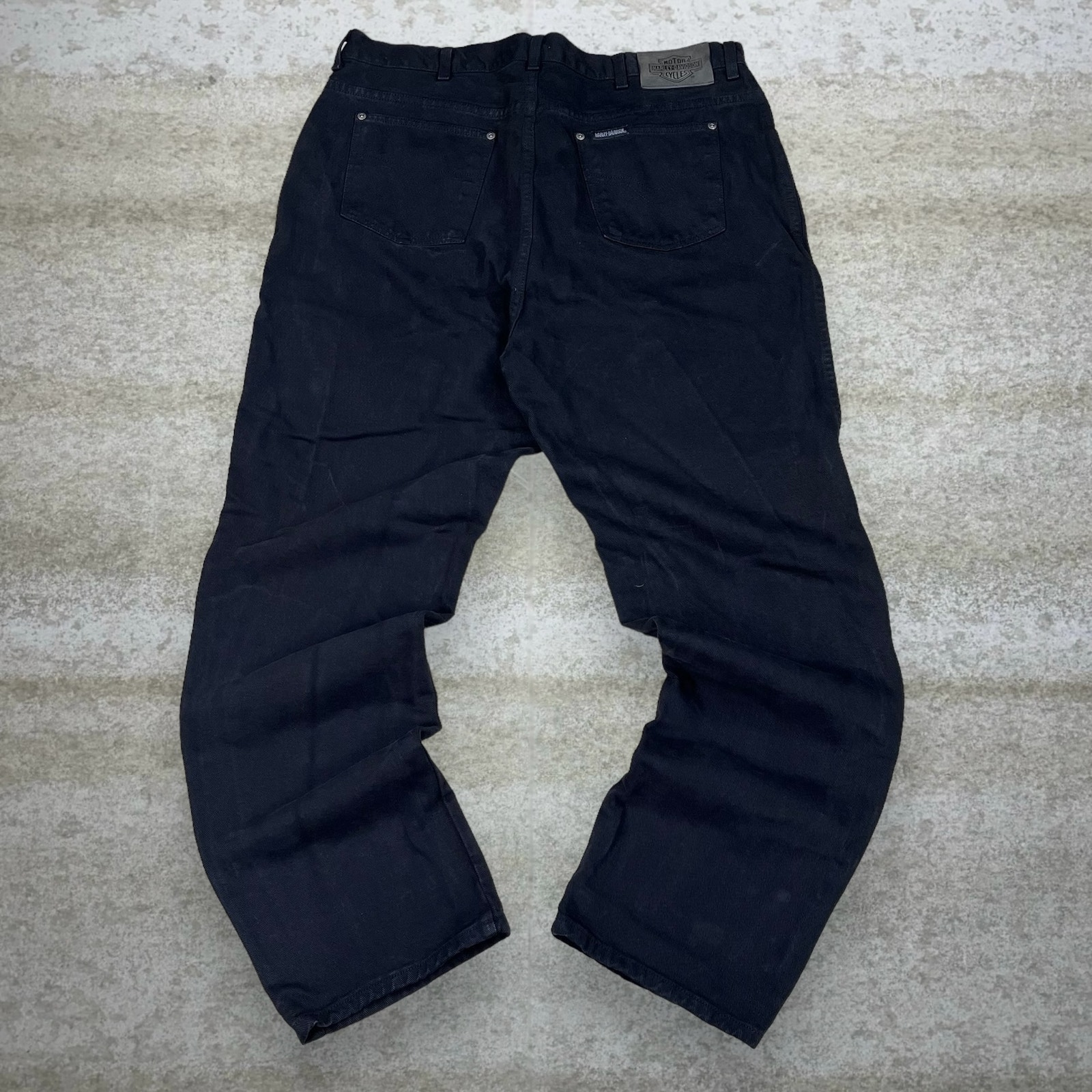 Vintage Harley Davidson Jeans Jet Black Wash Made in USA Straight Fit Denim 90s