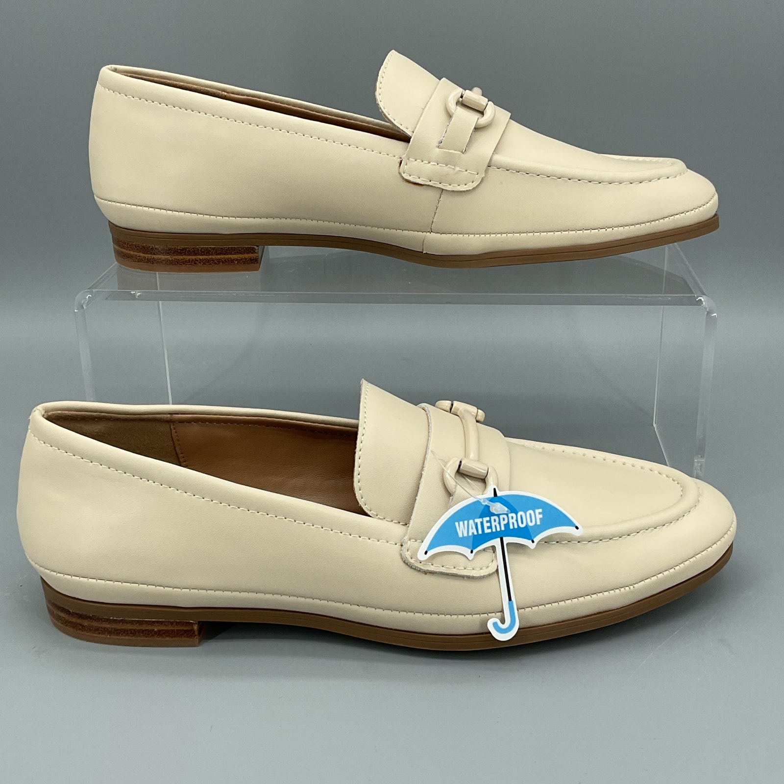 NEW Aqua College Women’s Waterproof Bossy Slip On Flat Loafers Beige Size 7M