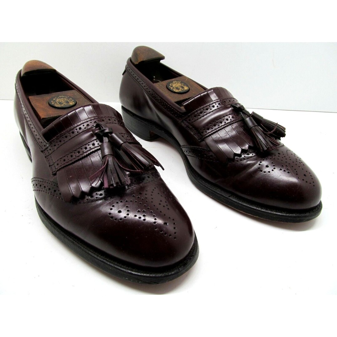 Allen Edmonds Bridgeton Burgundy Leather Tasseled Loafers Mens Size US 10.5 B