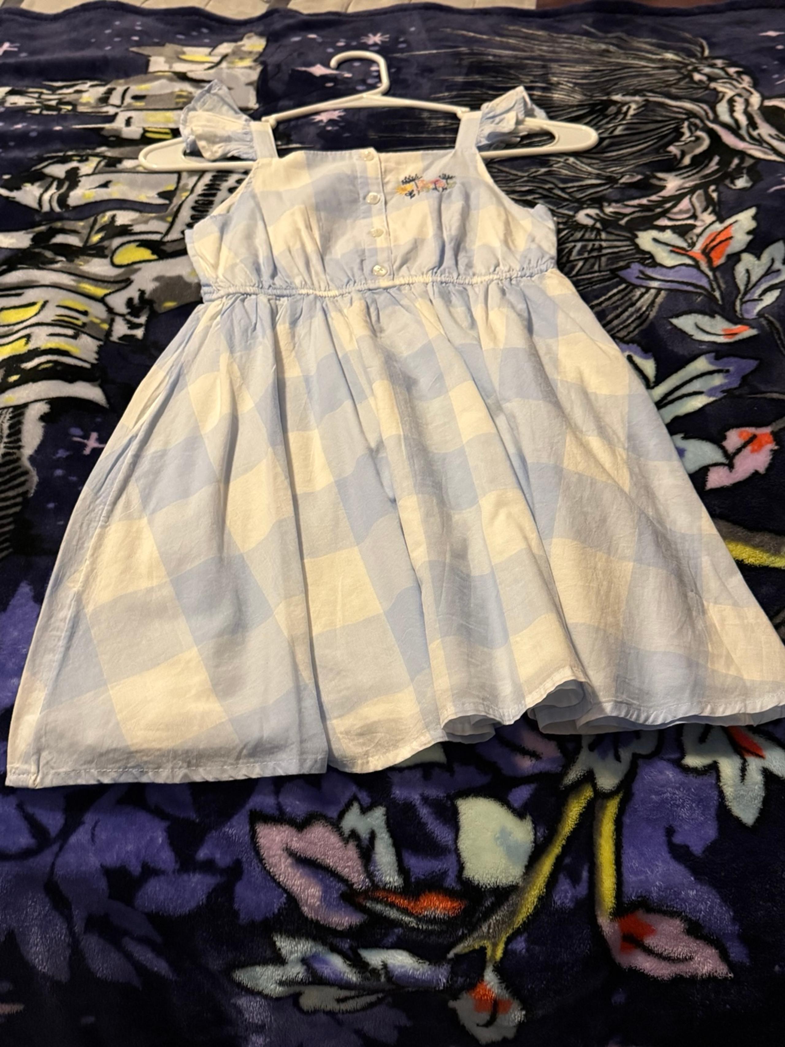 Jumping Beans Blue and White Checkered Dress with flower detail