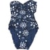 Bleu Rod Beattie Navy Blue One Piece Floral Sweethart Swimsuit size 4 NWT