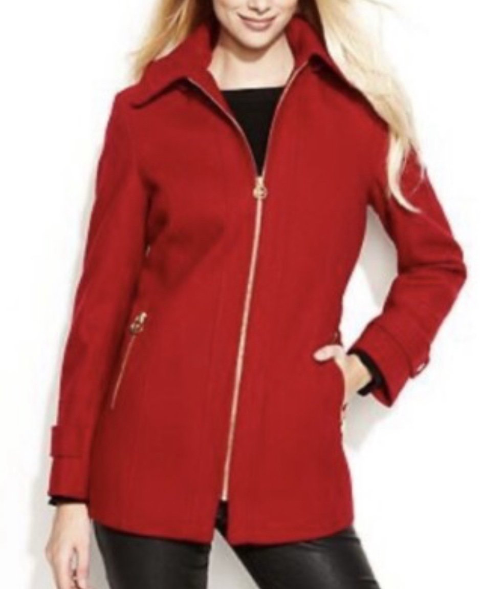 michael michael kors wool blend zip front coat