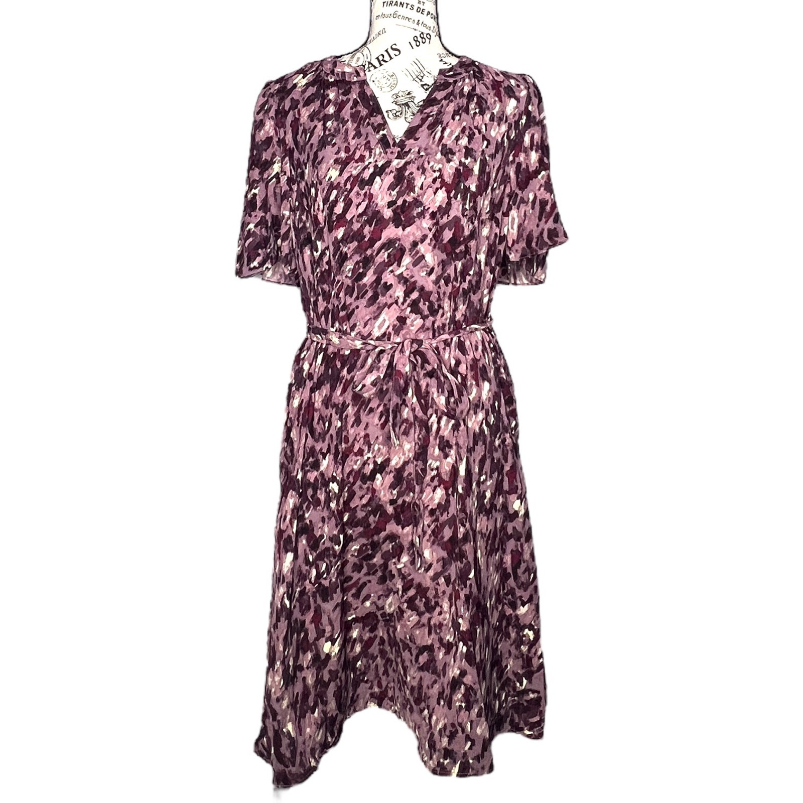 41Hawthorn SMALL PETITE Abstract Split Neck Waist Tie Pocket Dress Stitch Fix