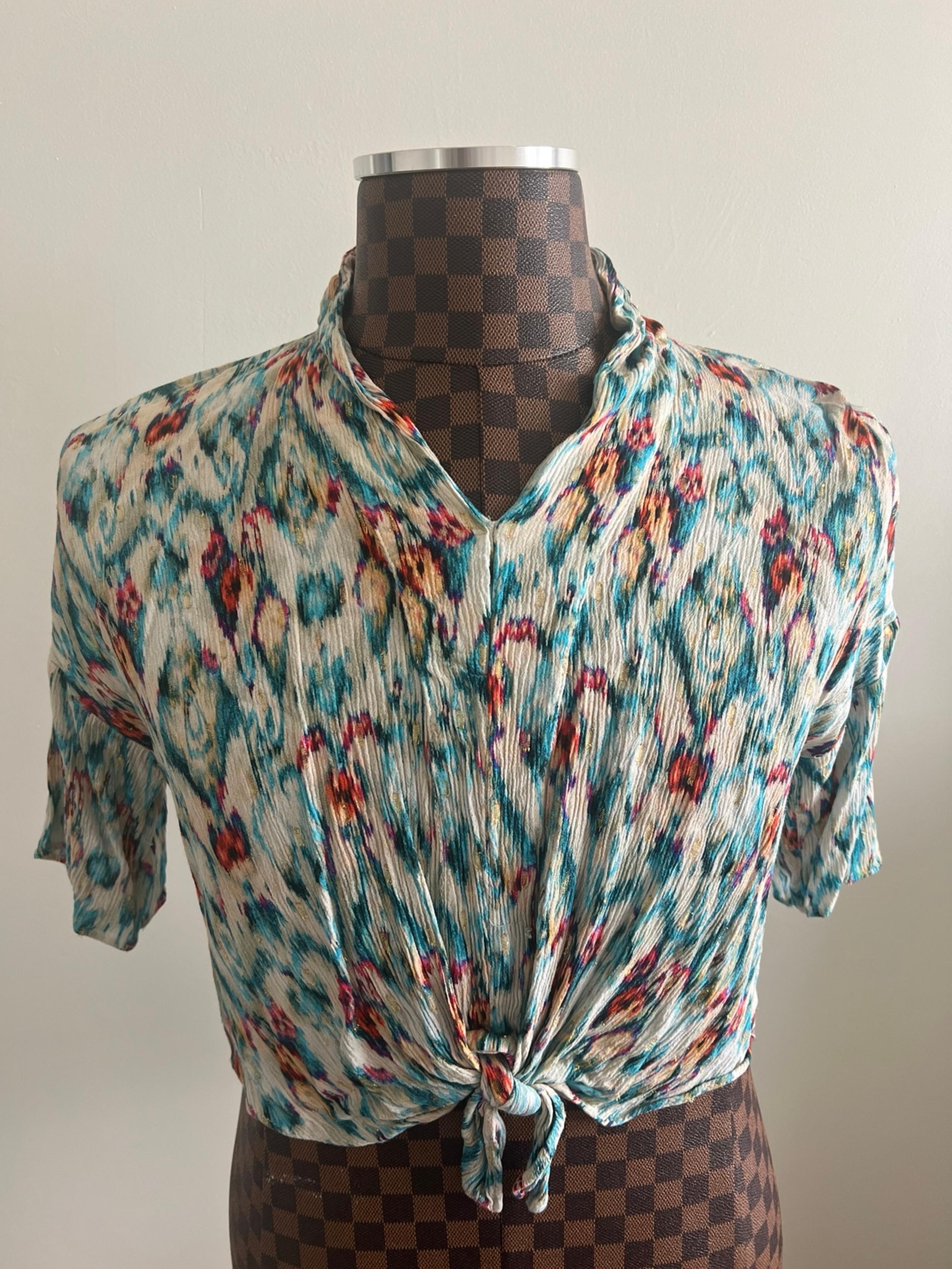 Zara Multicolor Abstract Print Women's front knot Top size small