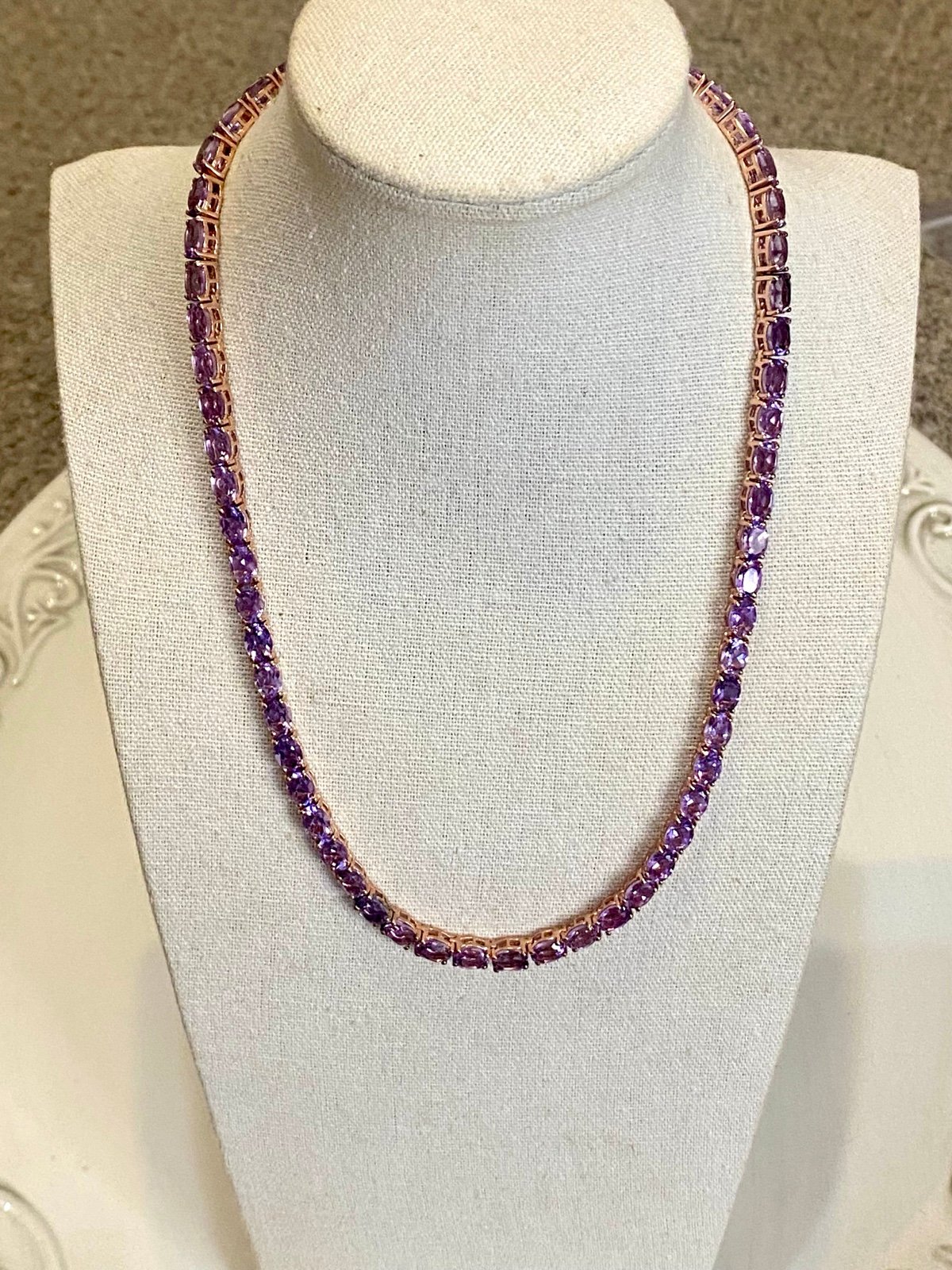 D’Joy Amethyst Sterling Silver Tennis Necklace