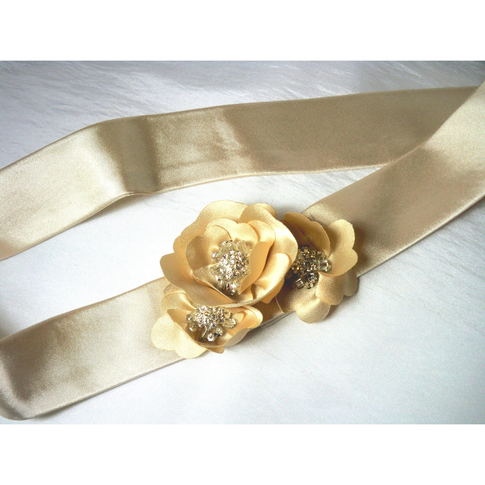 Champaign Rhinestone Beaded Floral Wedding Prom Party belt