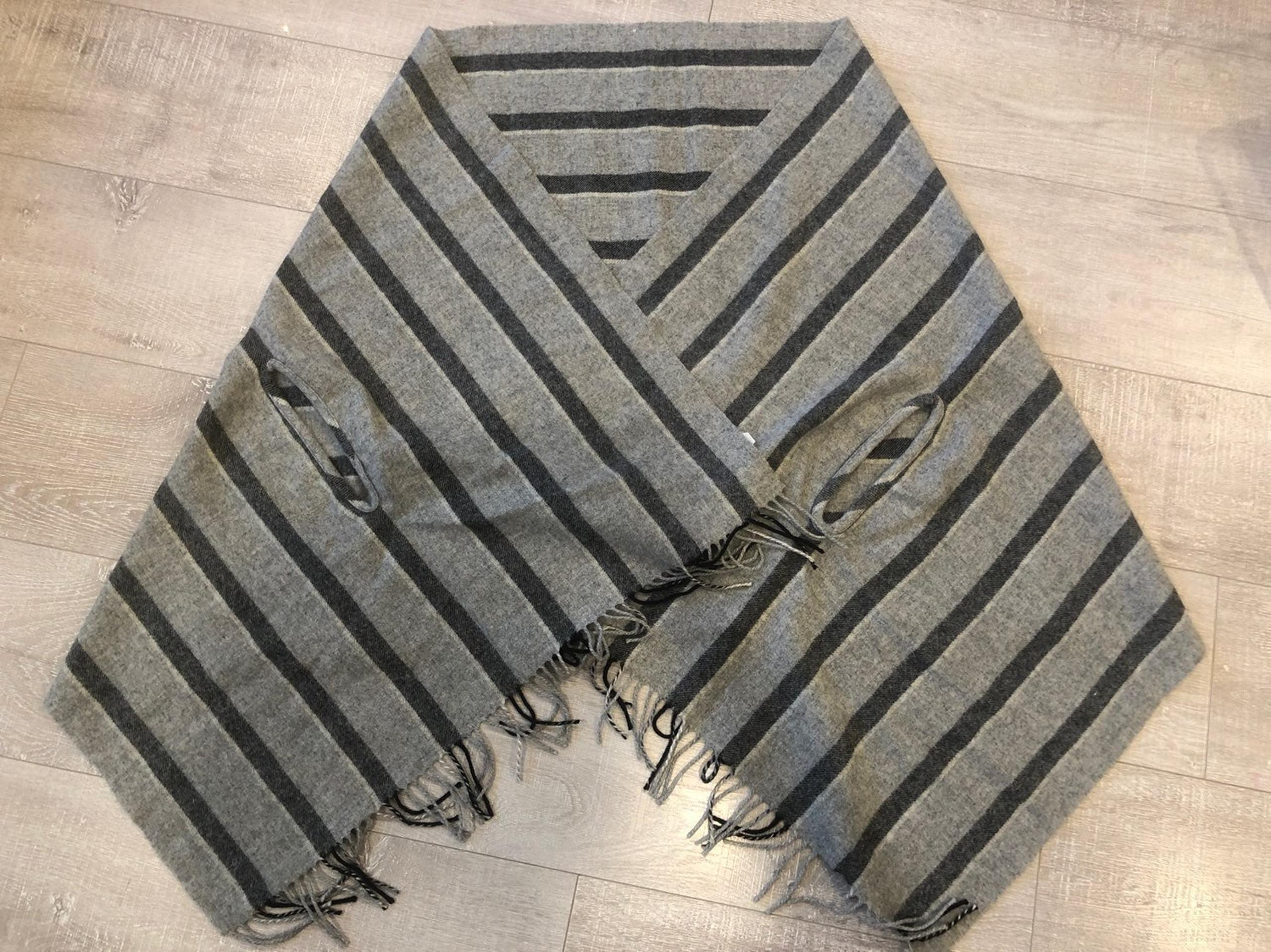 Madewell cape wrap scarf grey stripe