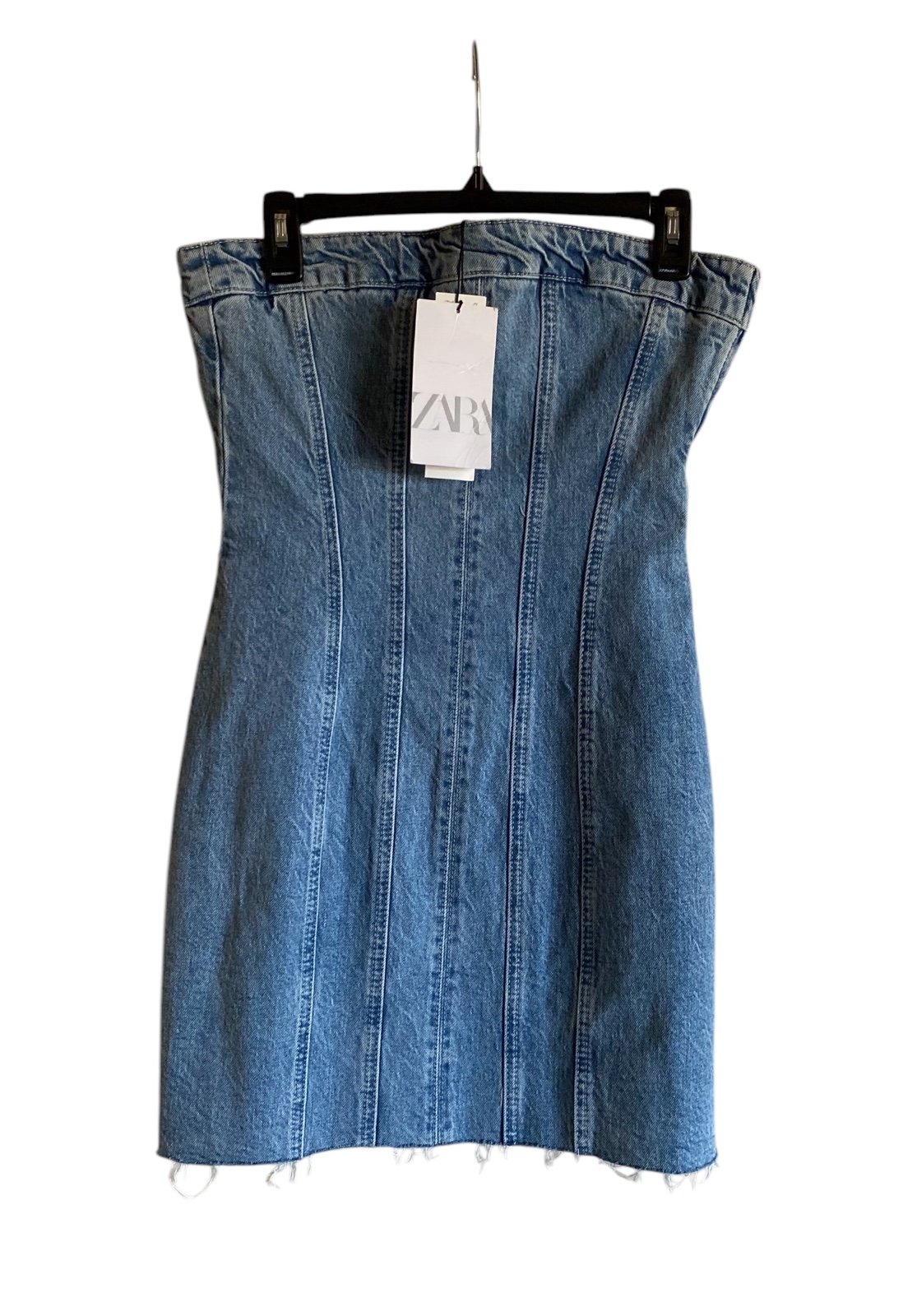 ZARA Denim Bandeau Dress XS NWT