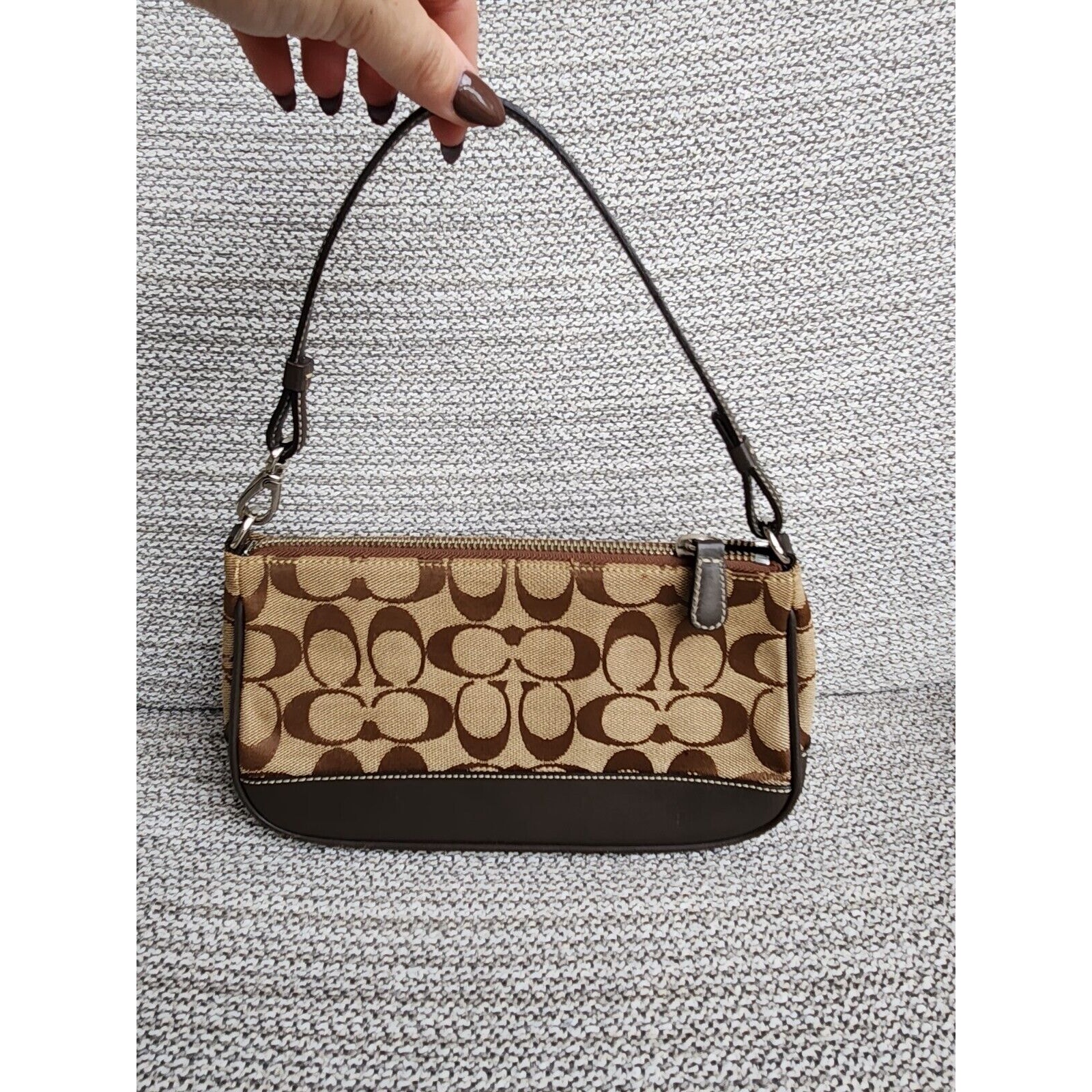 Coach Vintage Y2K Brown Demi Monogram Bag / Baguette 6094 Euc