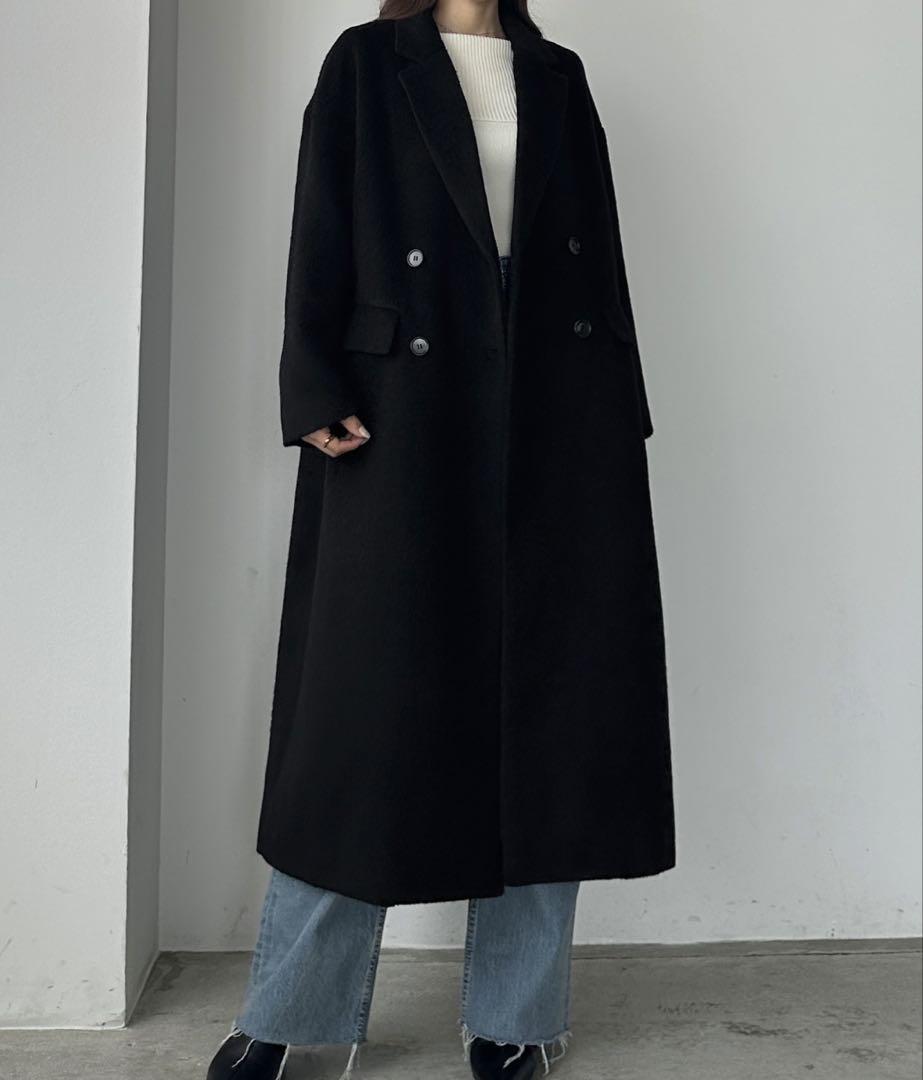 Louere (ルエレ) Double Long Shaggy Chester Coat, XL