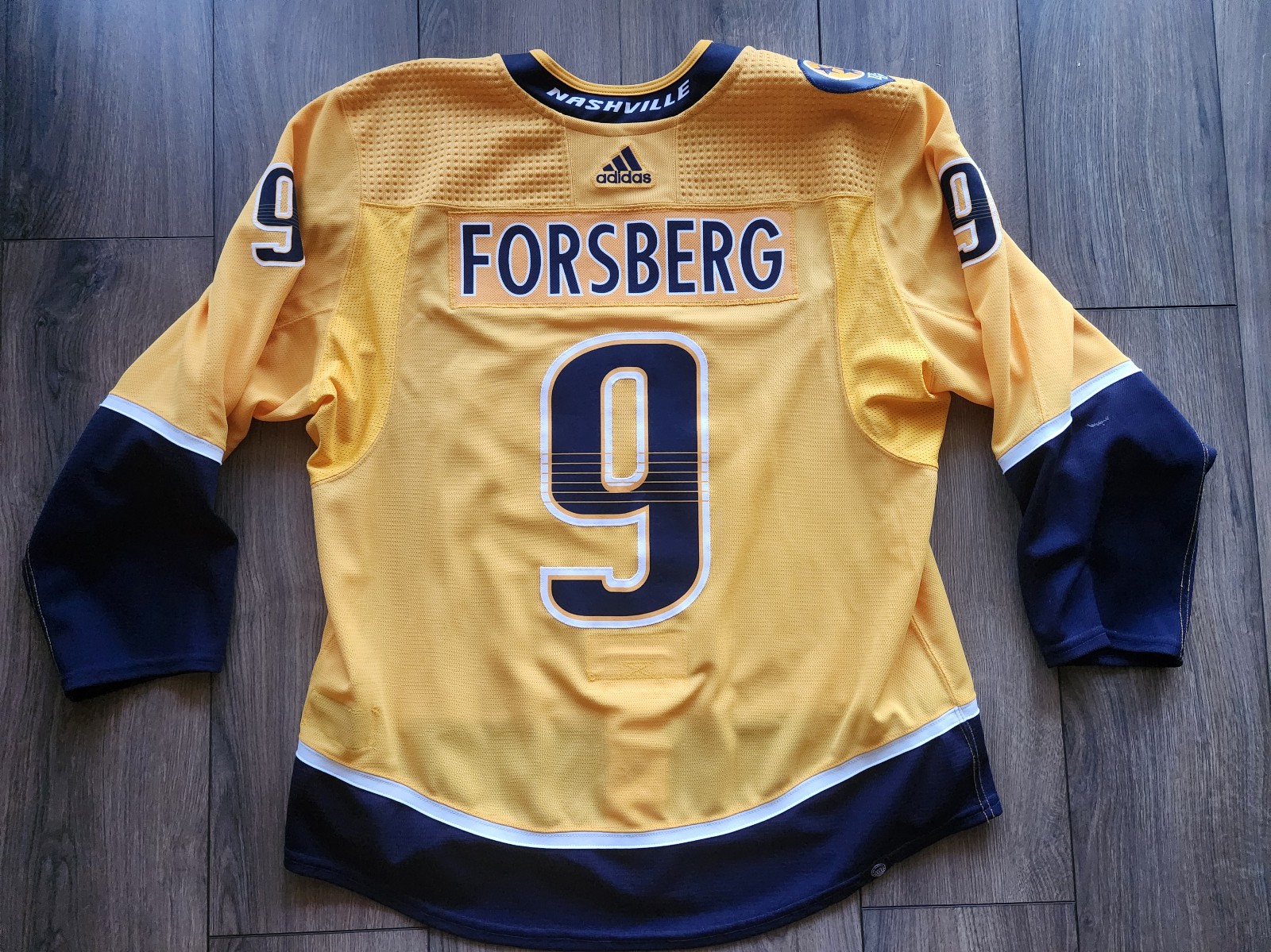 Nashville Predators Authentic Adidas Filip Forsberg MiC Game Worn Jersey 56 COA
