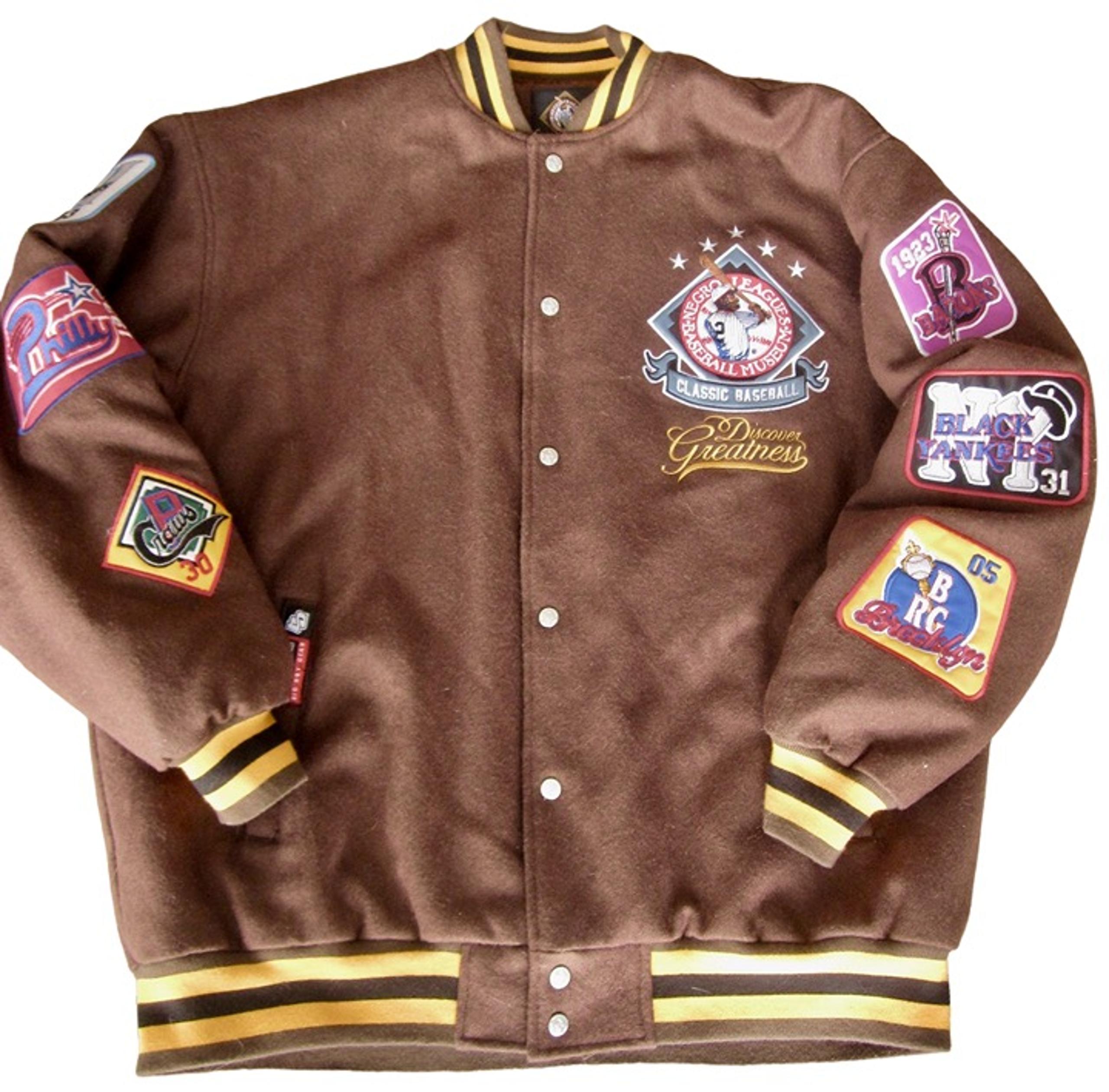 NLBM Negro Leagues Baseball Museum Varsity Brown Wool Jacket Big Boy 2XL Patches