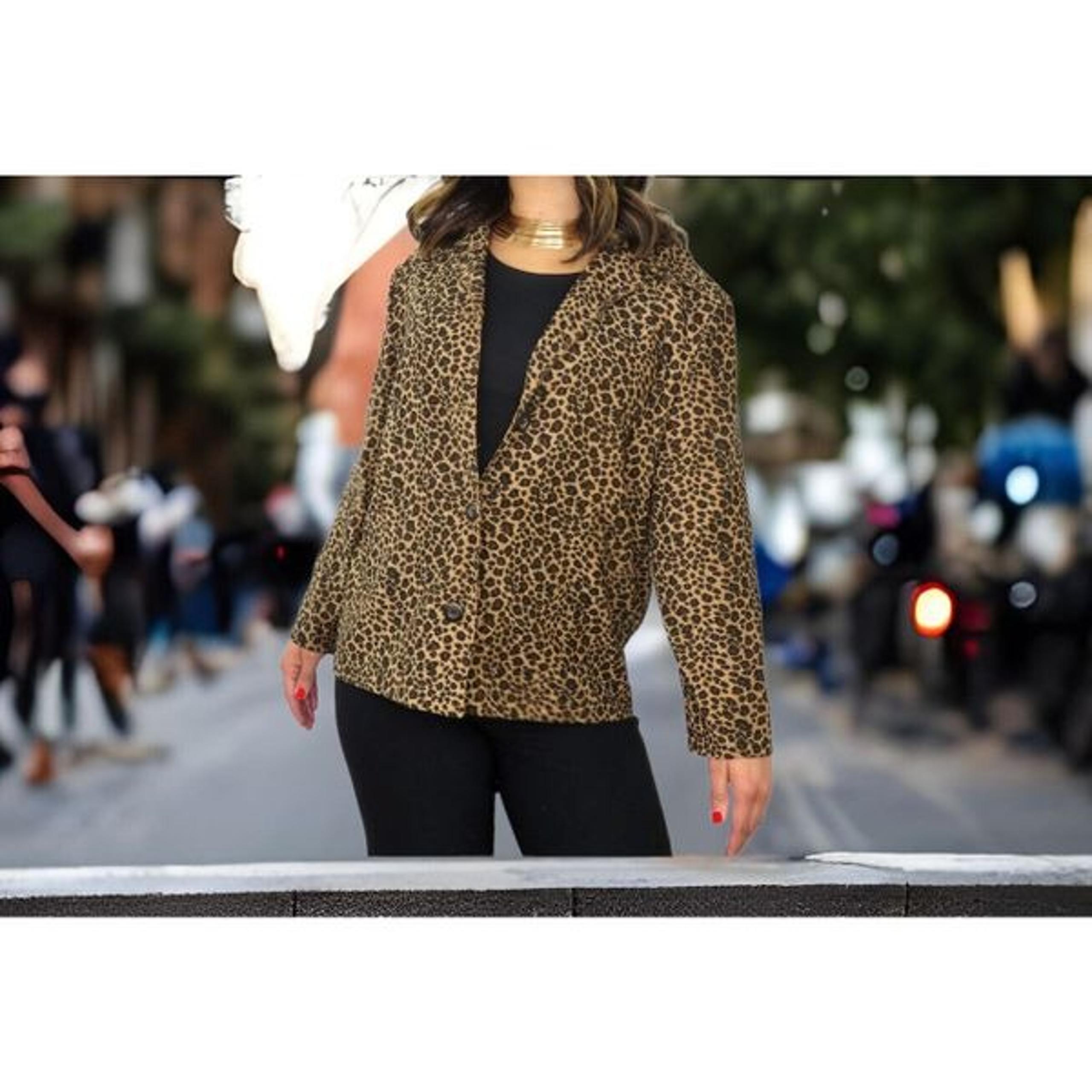 Vtg  Briggs Women Small Leopard Print Button Down Blazer Jacket